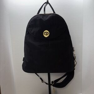 Bagallini Black Nylon Backpack Travel School Mall Everyday Use Big Pockets Multi
